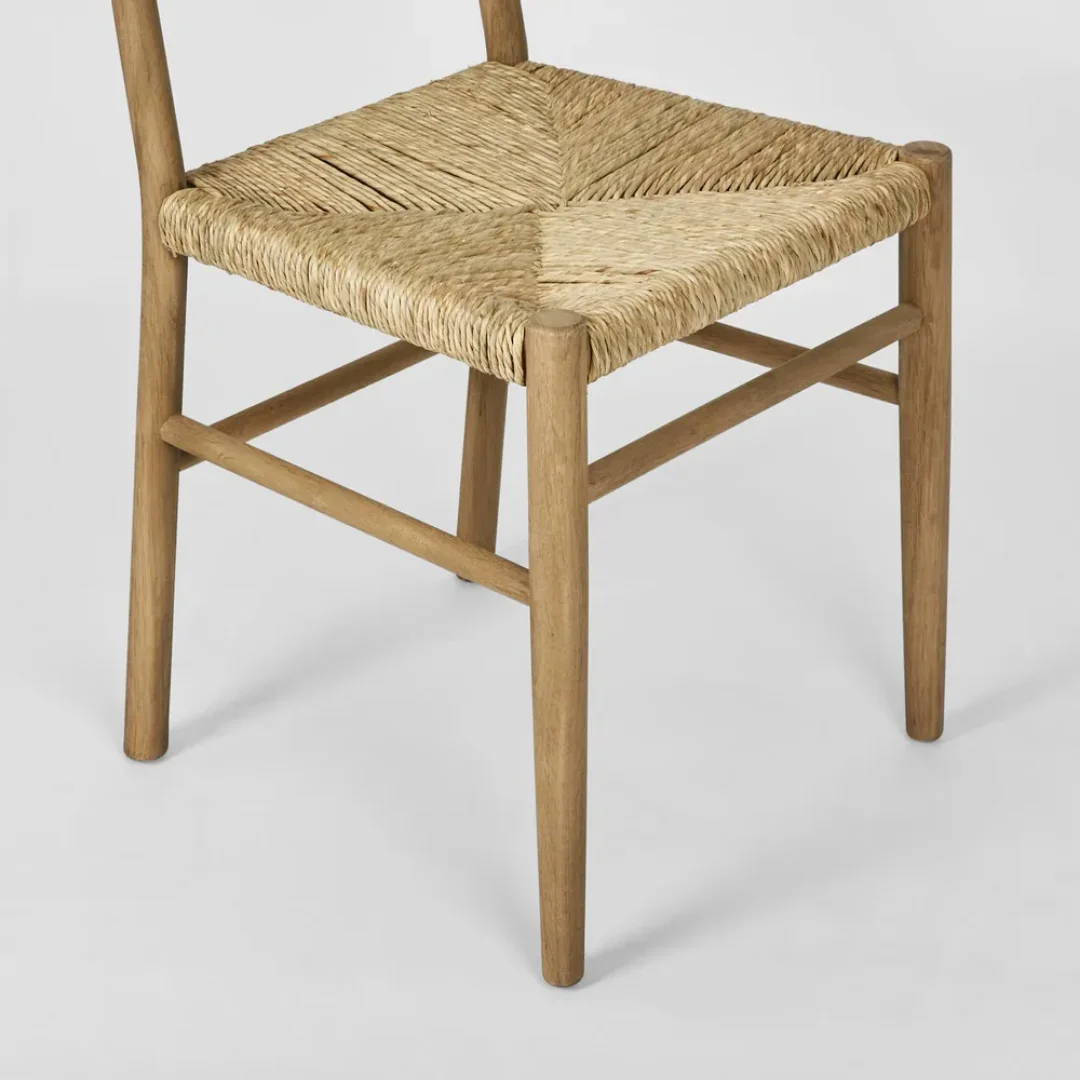 Outdoor Dining Chair with Teak Wood Frame Rattan Wicker Rope Garden Furniture for Hotel Courtyard Villa Leisure for Living Room