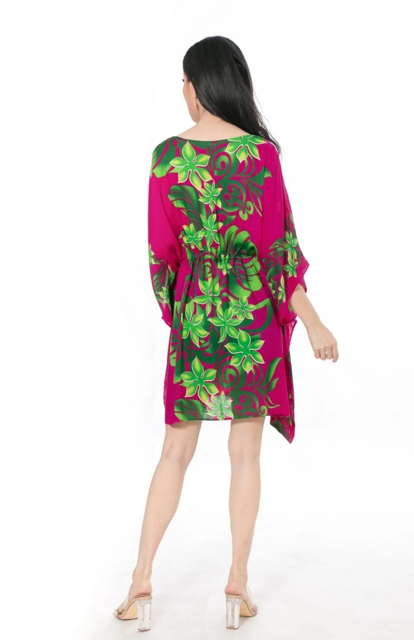 Free Size Boho Style Clothing Summer Women Multicoloured Printed Midi Kaftan Dress V-neck Spaghetti Strap Overalls