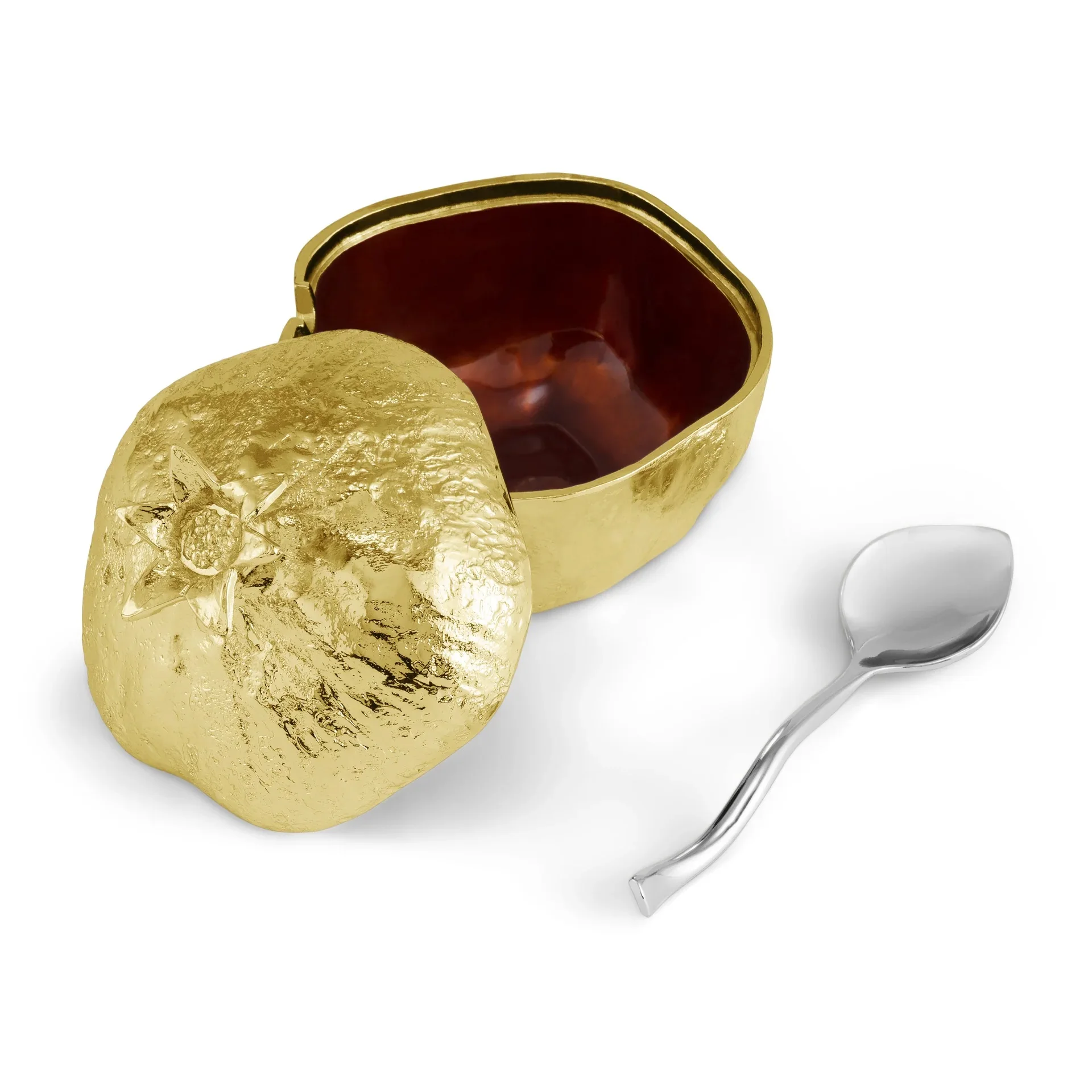 Durable and Reliable Casted Pomegranate Mini Pot with Spoon Superfine and Luxurious Quality Stainless Steel Spoon for Serving