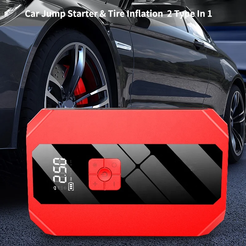 4 Type in 1 12V 6000 mAH Multi-Function Jump Starter Build In Air Compressor Portable Power Bank Car Jump Starter