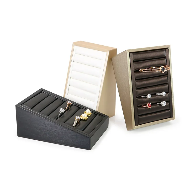 Suede Wooden Stackable Ladder Custom LOGO Paint Store Jewelry Display Ring Bracelet Holder