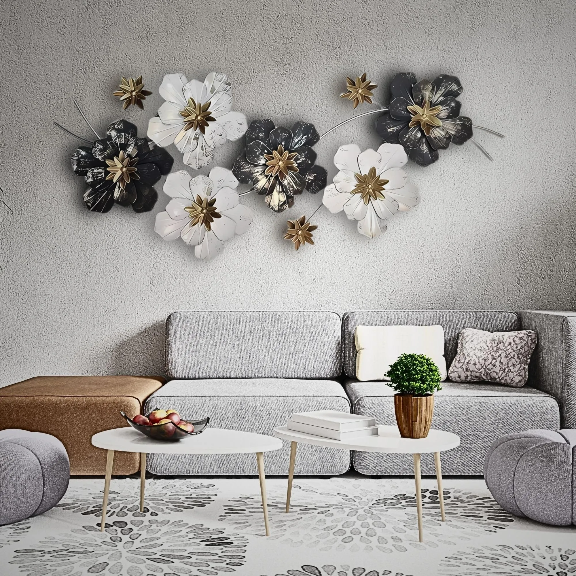 Luxurious Elegant Beautiful Design Metal Stainless Steel Laser Cutting Flowers Wall Art Multi Color Living Room & Bedroom Decor