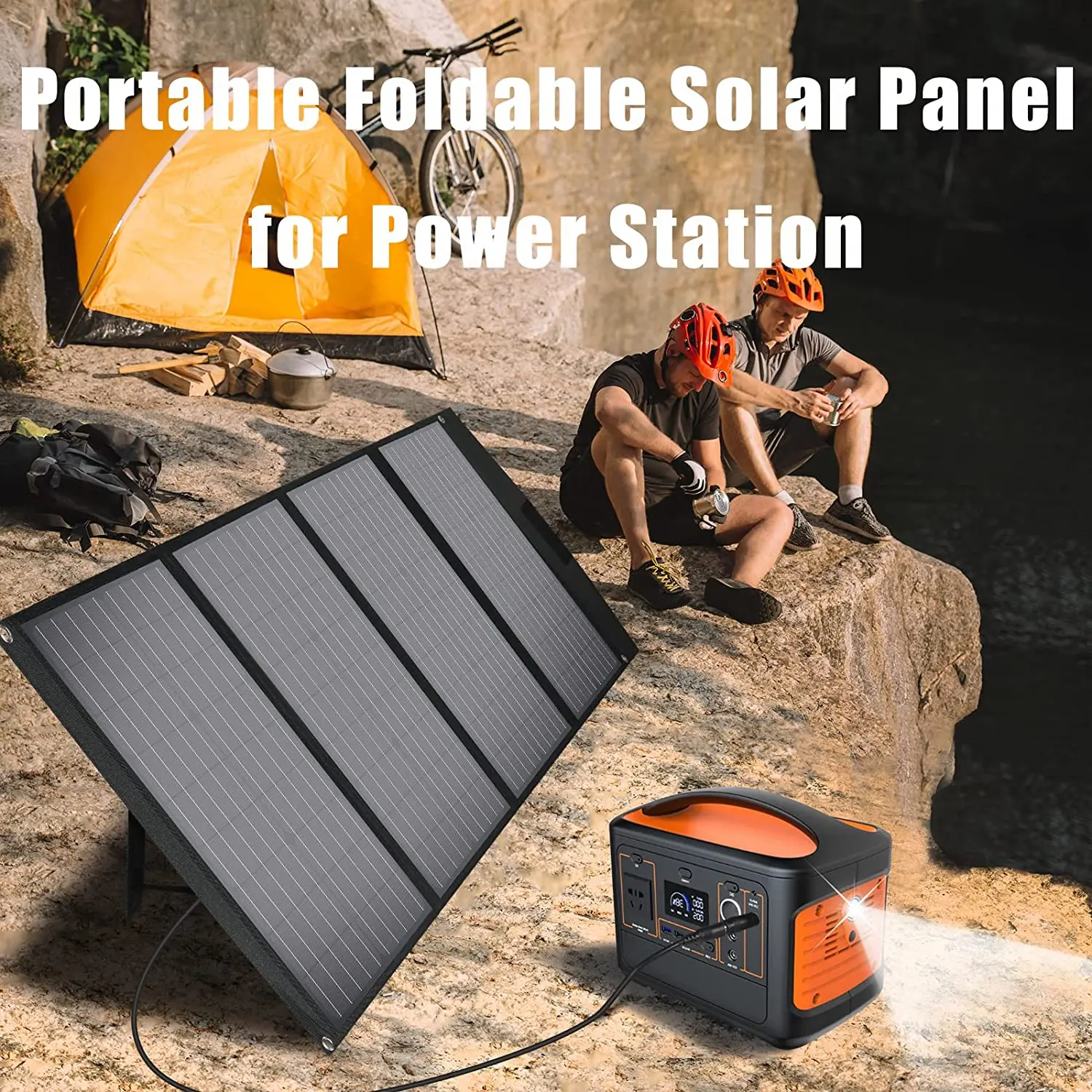 300W 500W Mobile Solar Generator System with foldable Solar Panel Include for Home Outdoors Camping Portable Power Station