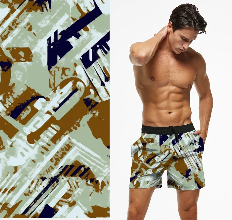 Bio-based Degradable  Cool Board Shorts Swim Trunks  Swimsuit Quick Dry Brachwear Printed Fabric