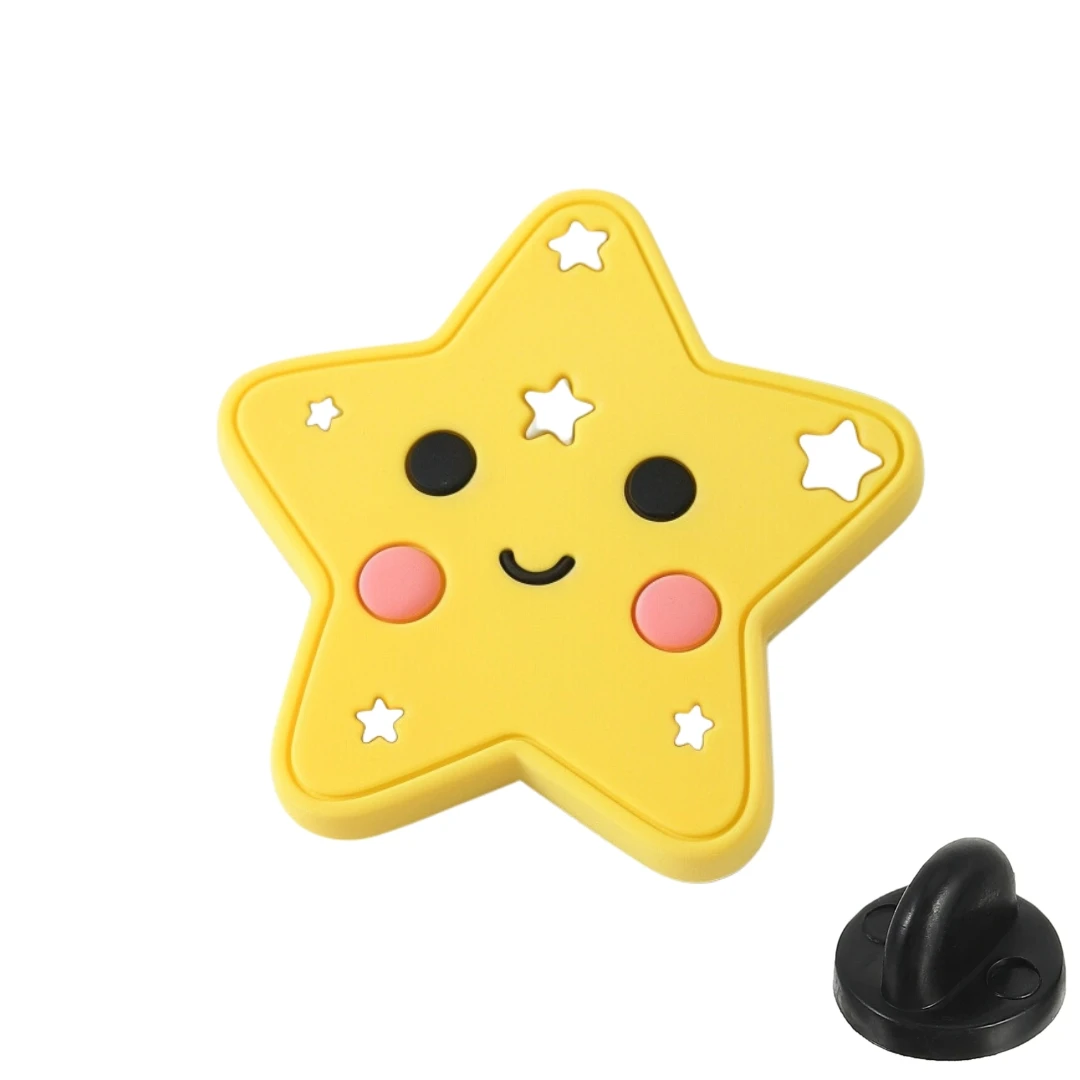 Cartoon Rubber PVC Lapel Pin With Safety Pin For Kid