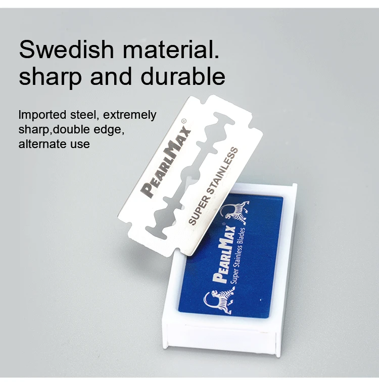 Pearlmax Wholesale Double Edge Razor Blade Brands Barber Shaving Blade Stainless Steel Sharp Double Edge Blade for Salon