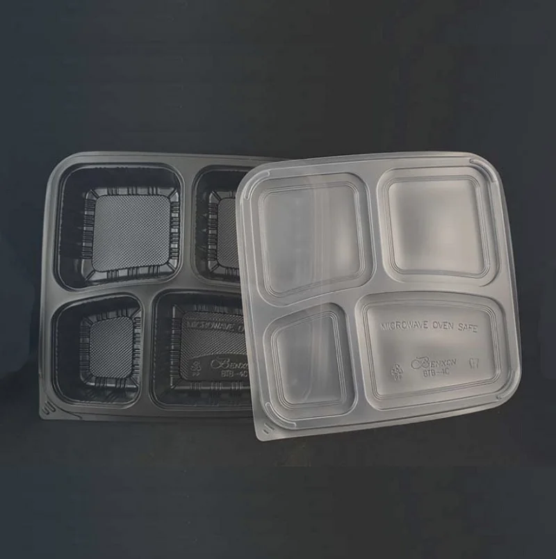 Wholesale 4 Compartment Food Grade PP Plastic Bento Box Take away Lunch Box