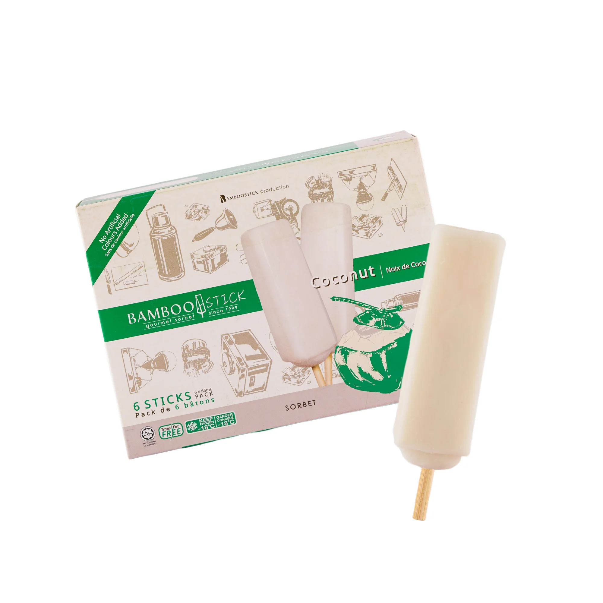 Wholesales Low MOQ Halal certified coconut ice cream flavour Bamboostick Ice Cream Potong Traditional Dessert Series