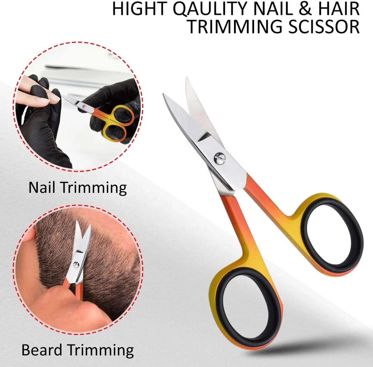 Stainless steel Nail Scissors Curved Handle Colorful with Pouch Best seller Manufacturers Supplier Wholesaler low price