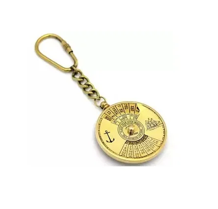 Antique Brass Calendar Keychain Key Ring Brass Keychain Elegant for Gift Keyring Vintage style Pocket Size brass calendar