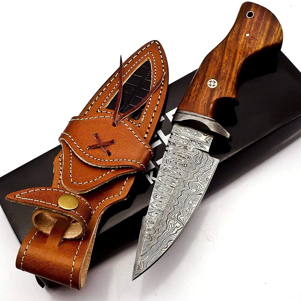Customised Size Premium Quality Handmade Damascus Steel Blade Hunting Knife Comfortable hand Grip Skinner knife Outdoor Camping