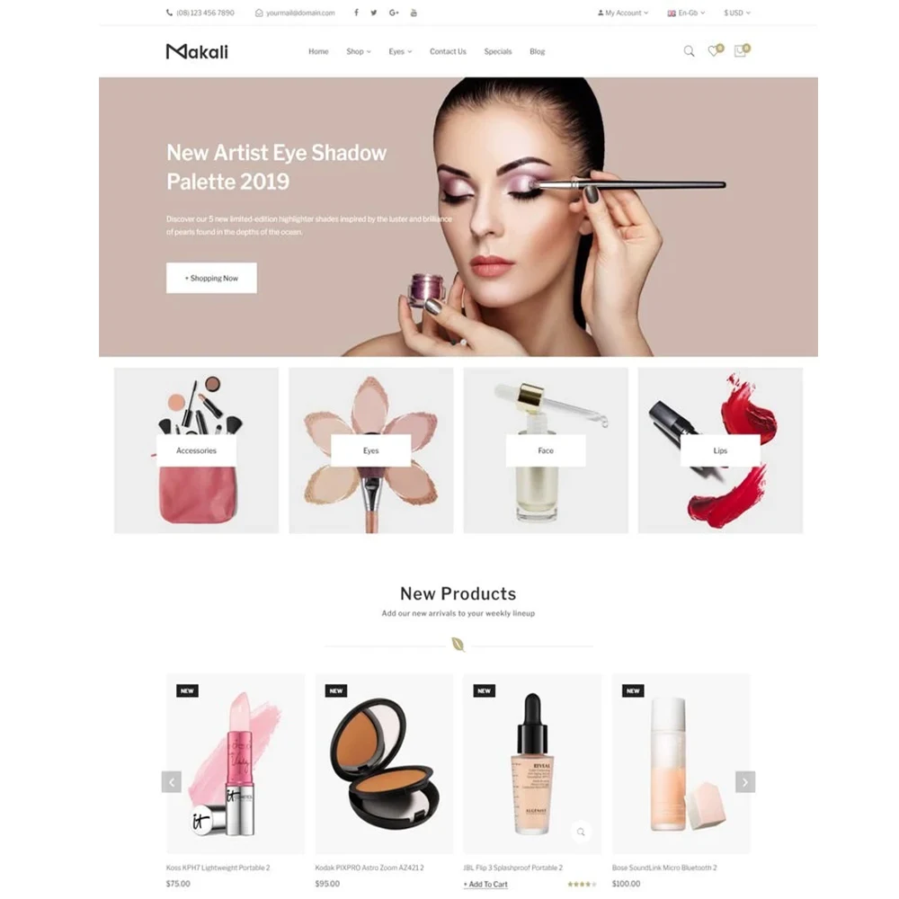 Shopify Cosmetic website design shop Online Makeup products |  E-commerce Website design