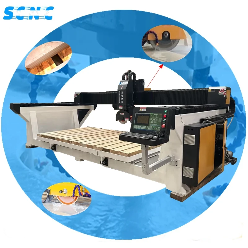 Supercnc automatic 5axis Marble Granite cnc marble bridge saw quarry stone cutting machine price