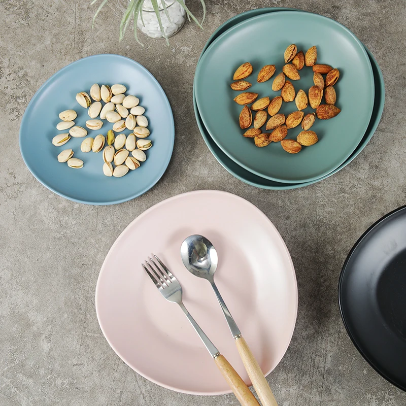 Unbreakable Plates Plastic Tableware Modern Matte Salad Plato Melamine Dinnerware Serving Dishes For Home