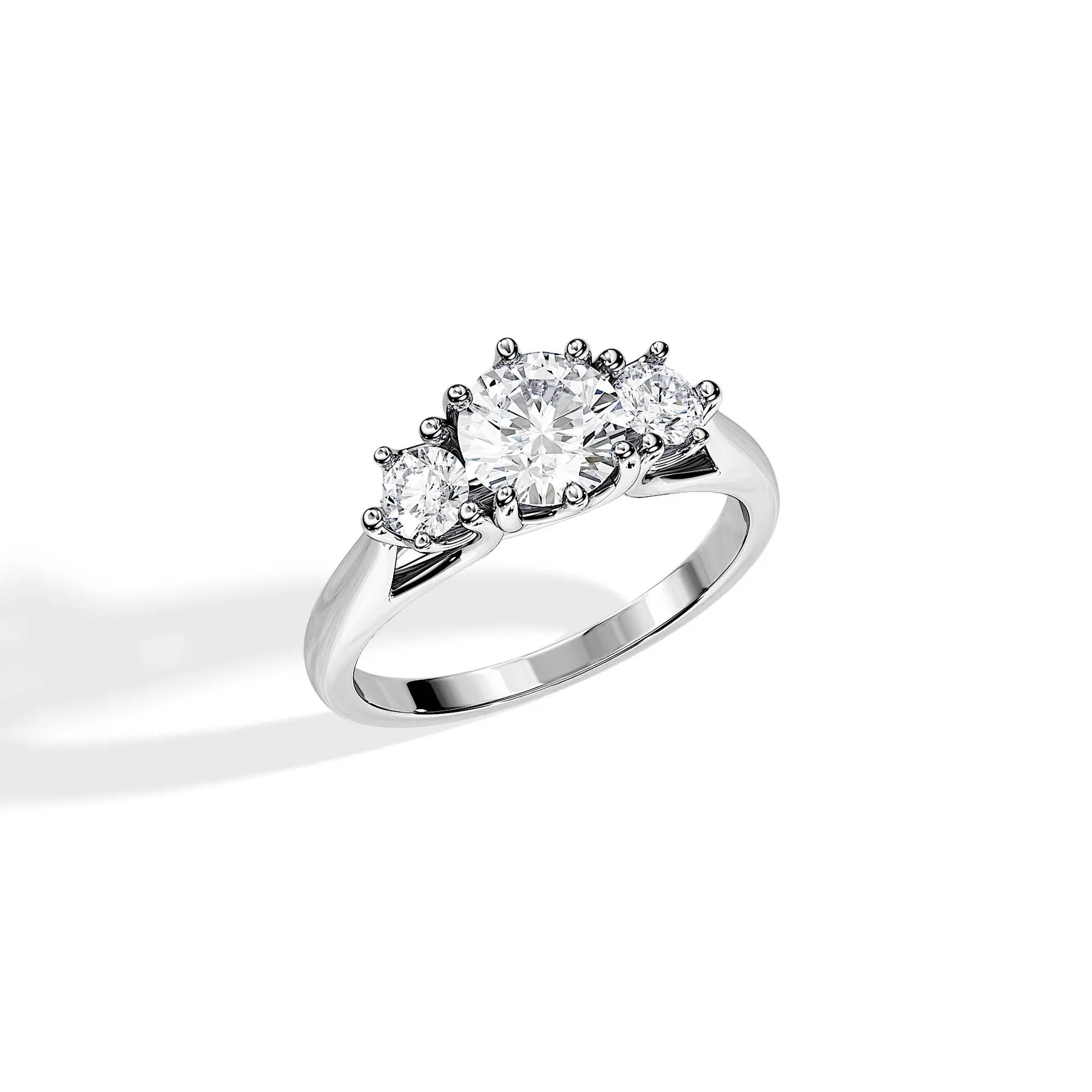 Elegant Timeless Classic 14K White Gold Lab-Grown Diamond Three-Stone Ring for Engagement Wedding Anniversary or Party Gift