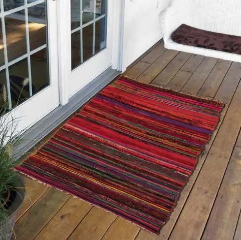 Fair Trade Handmade Rag Rug Chindi Rug Multi Coloured Indian  Decorative Eco Friendly Chindi Rugs for Living Room and Bedroom