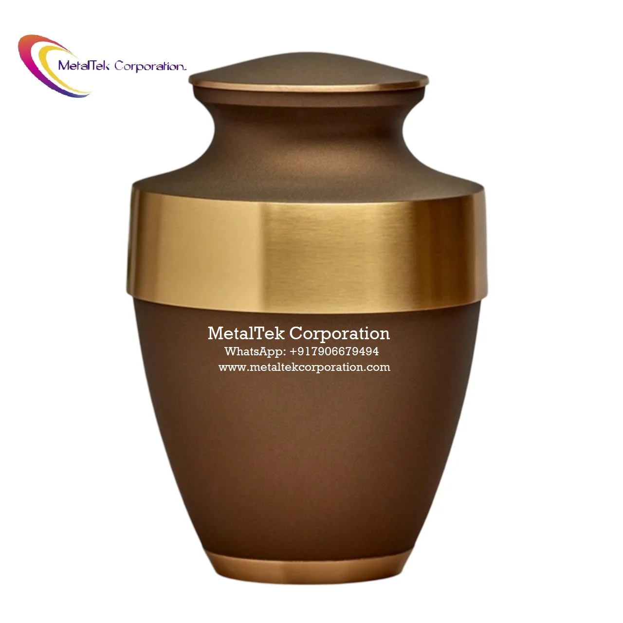 Rustic Bronze Large Size Brass Adult Cremation Urn For Ashes Brown Color With Matte Gold Finishing Funeral Ceremony Burial Jars