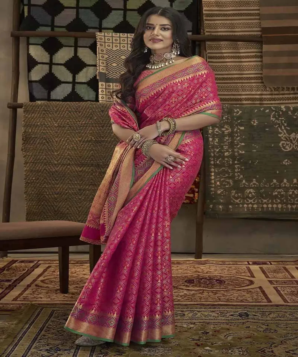 Magnificent Banarasi Saree with Pearl Detailing and Zari Border for Wedding and Reception Wear