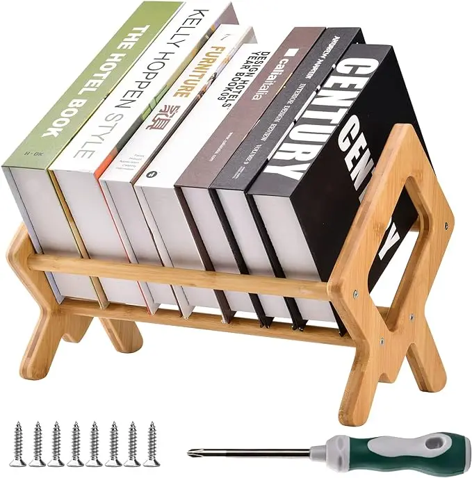 Wooden Desktop Bookshelf Tabletop Tilted Bookcases for Books Magazine CD Desk Organizers and Storage Rack