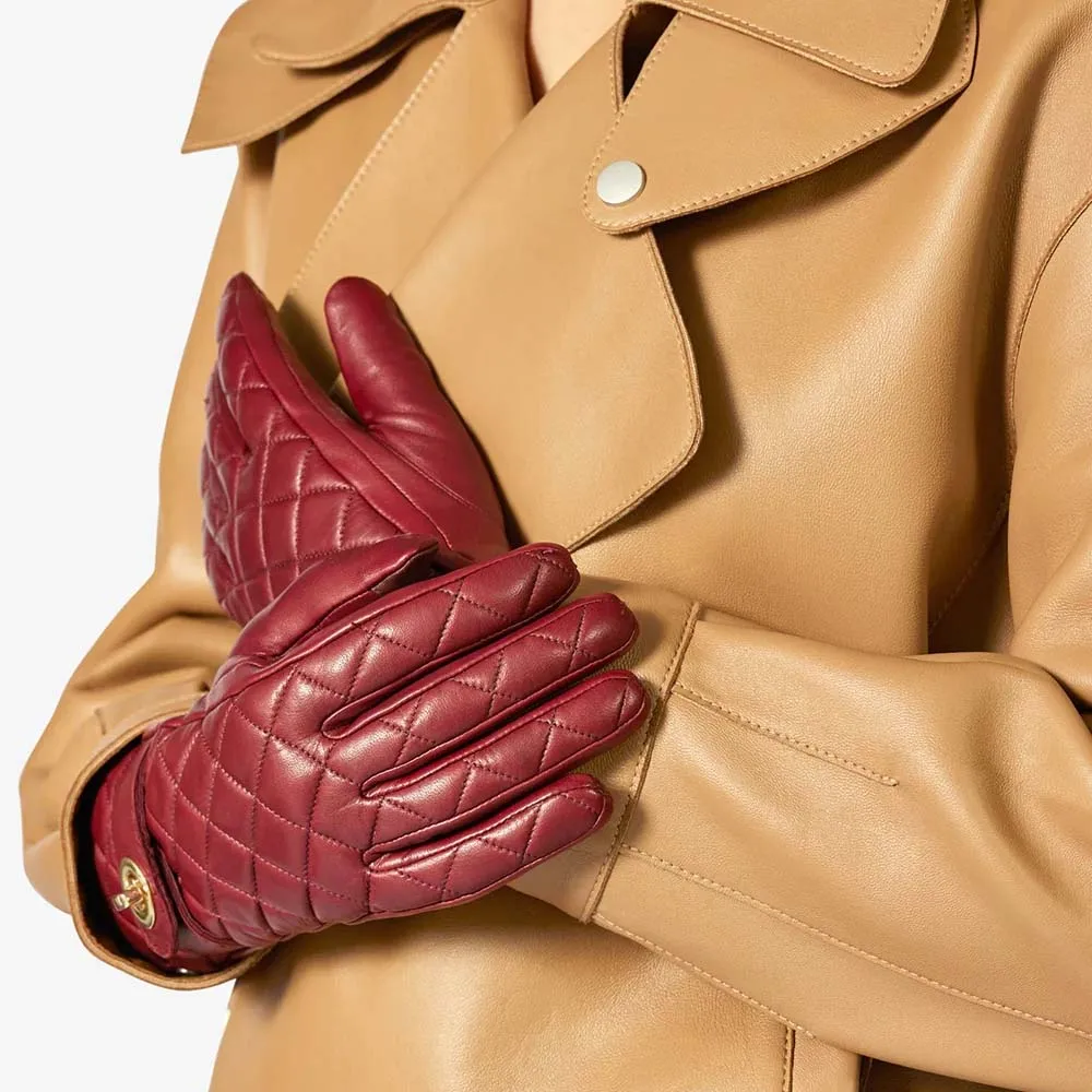 100% Genuine Sheep Skin Leather Glove Custom Logo Leather Winter Lined Gloves Custom