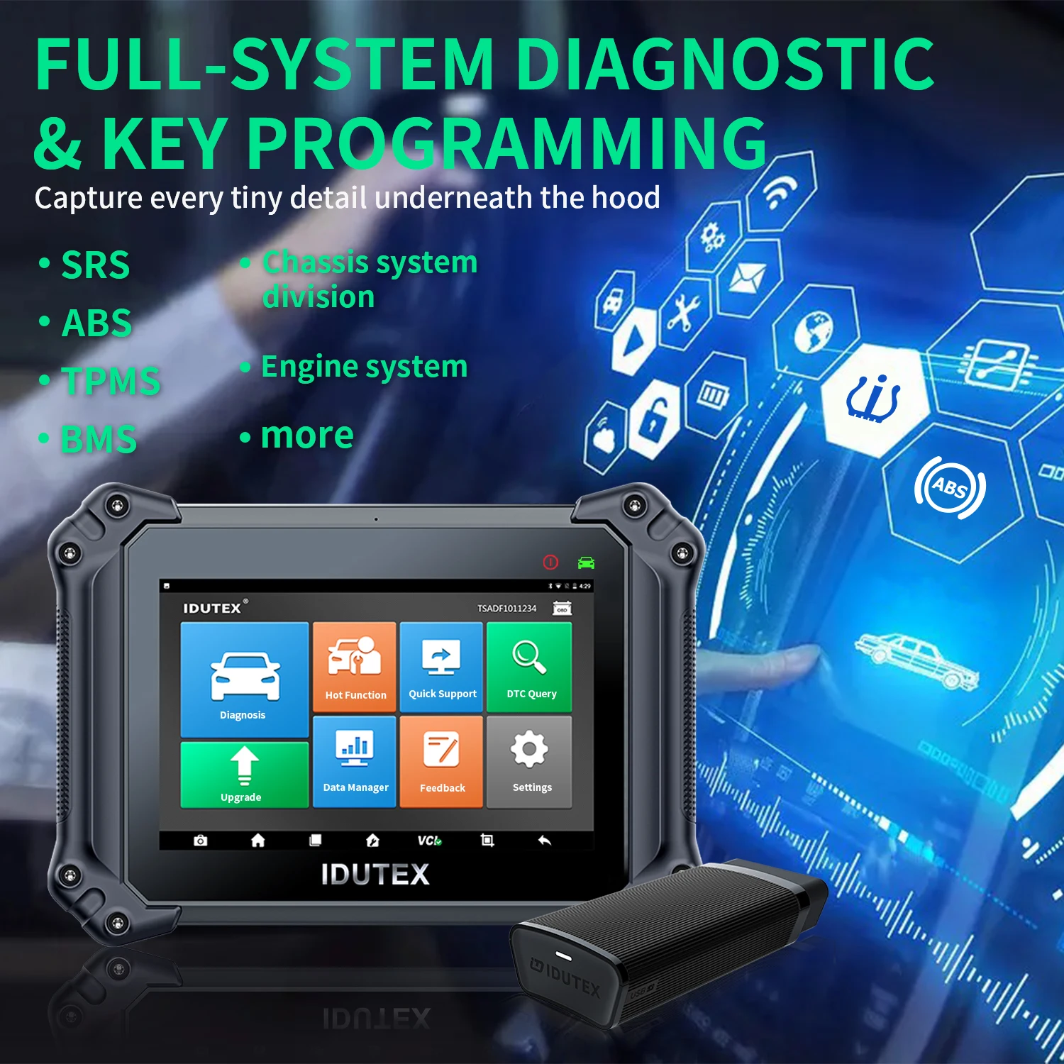 Idutex DS810 Universal obd2 scanner auto diagnostic tools with immo reset key programmer function Car Diagnostic Tool for garage