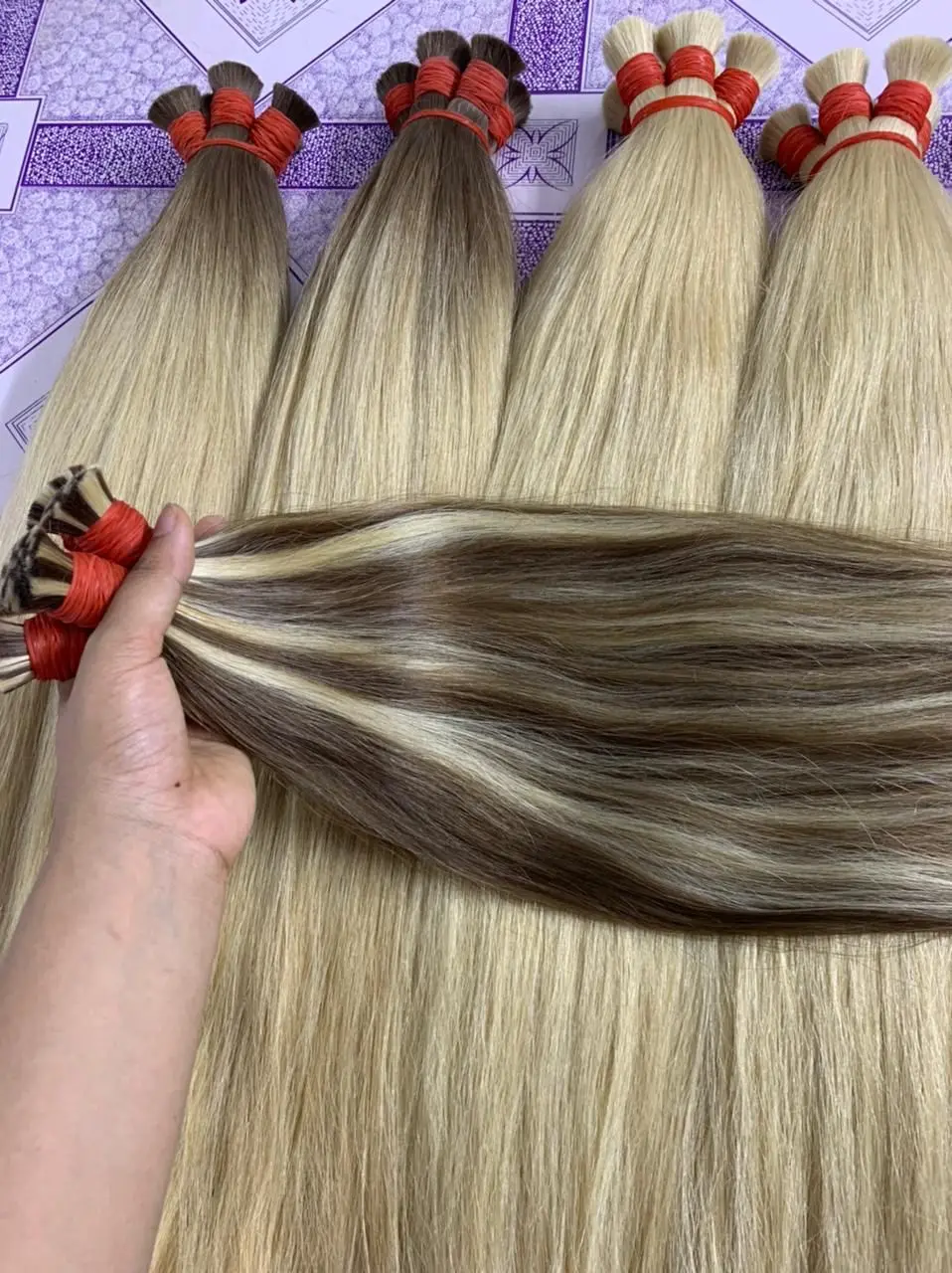 Best Quality 100% Virgin Hair Extension Bulk Piano Straight Style from 8 to 36 Inches Straight 8 inches to 36 inches Bamboo Hair