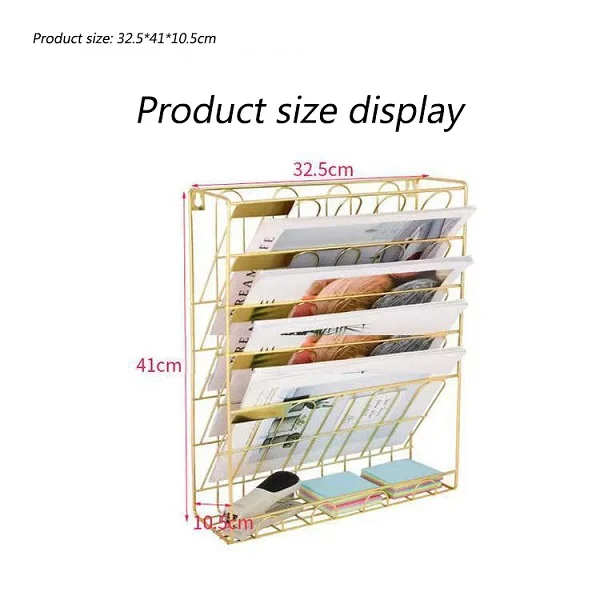 Modern Design Desktop 5 Shelf  Magazine Holders Metal Black Newspaper Holder Metal Magazine Rack for Office Library