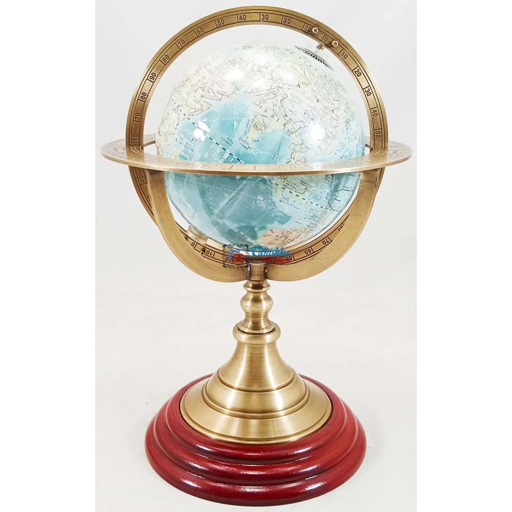 Antique Decorative World Globe Desktop Rotating World Globe Metal Crafts Nautical Authentic Home Decor Globe