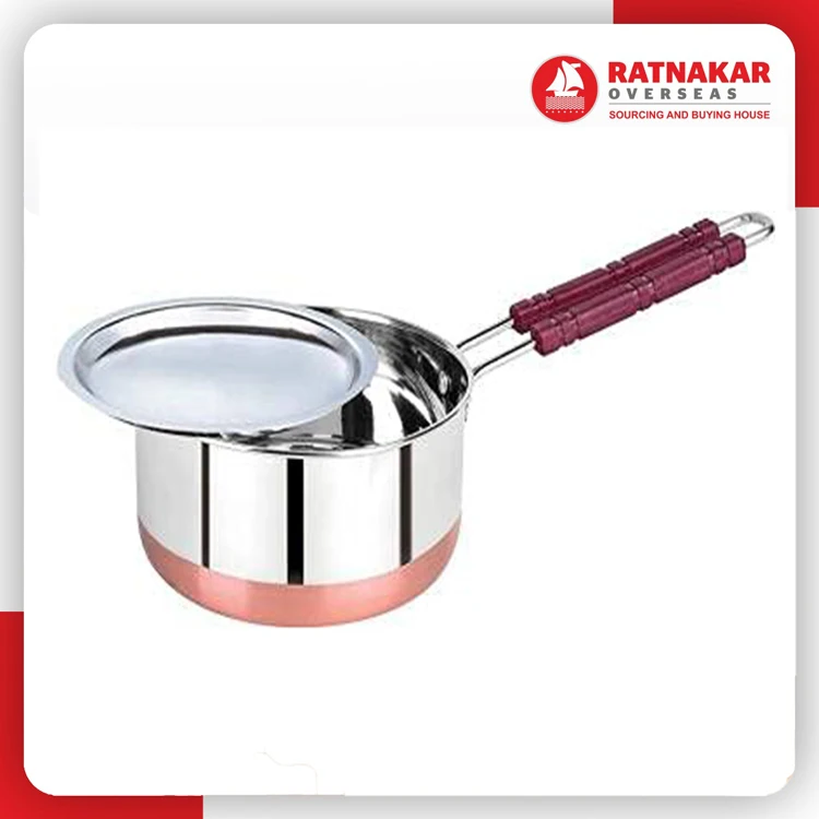 Finest Quality Stainless Steel Sauce Pan Elegant Design Flat Base Stainless Steel Copper Bottom Sauce Pan Cookware With Handle