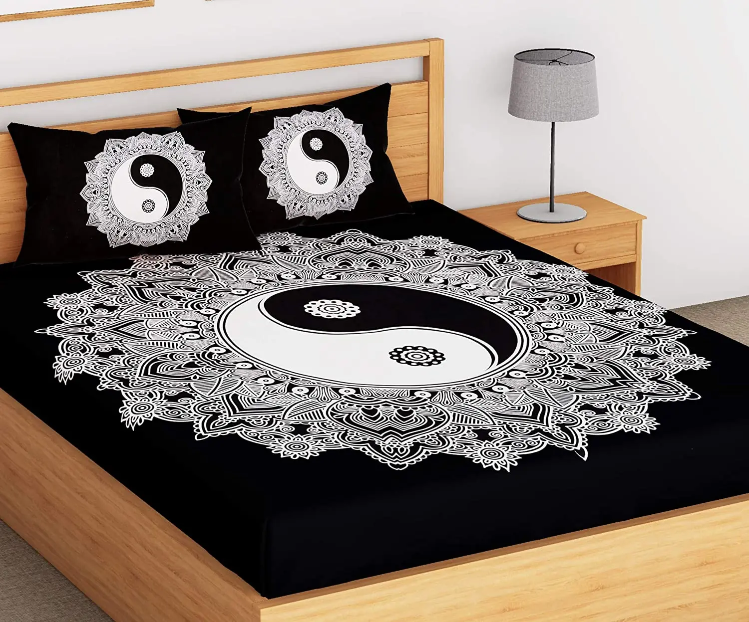 Indian Mandala Double Size Bed Cover sheet with 2 Cushion Pillow Bohemian boho bed set tapestry bedding  Ethnic Decorative Art