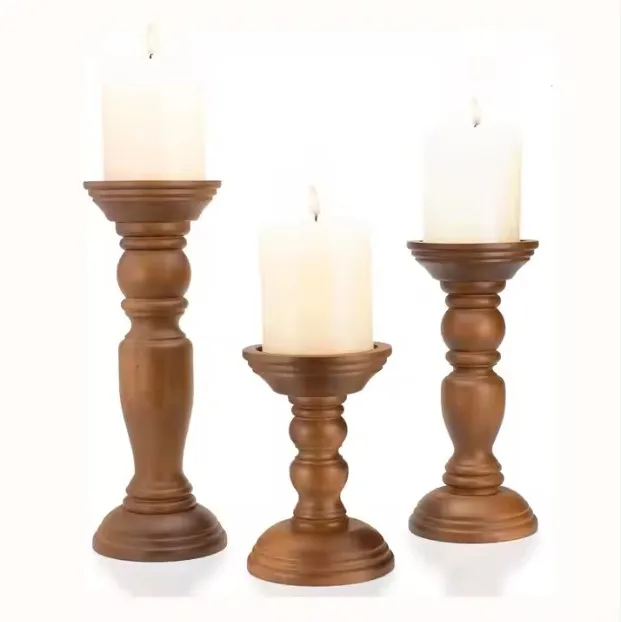 Customizable Wooden Candlestick Holders Mango Wood Candle Holder Farmhouse Decor Stands Low MOQ from Supplier at Great Price
