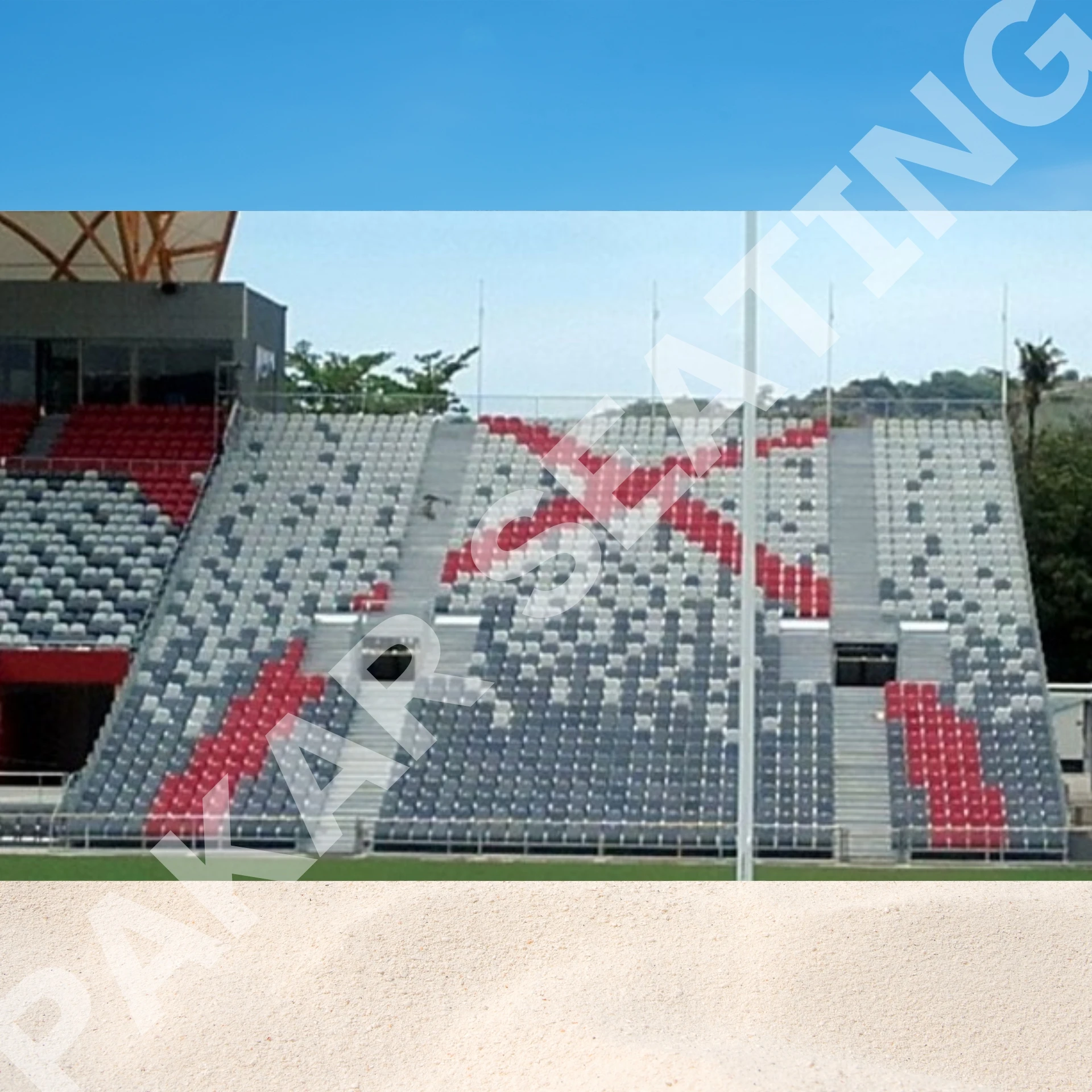Stadium Grandstand with Staircases Roof Bleacher  Outdoor Sports Events Festivals Football National Day Sports Entertainment