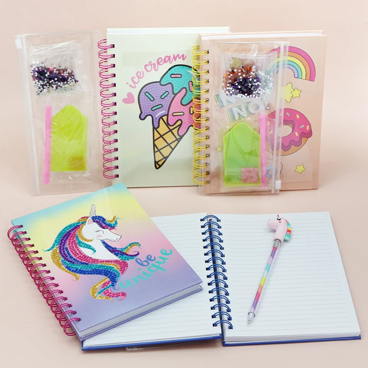 2022 New design educational Diy A5 Custom Cover Kids Spiral Coil Diary Notebook With Diamond Painting Kit