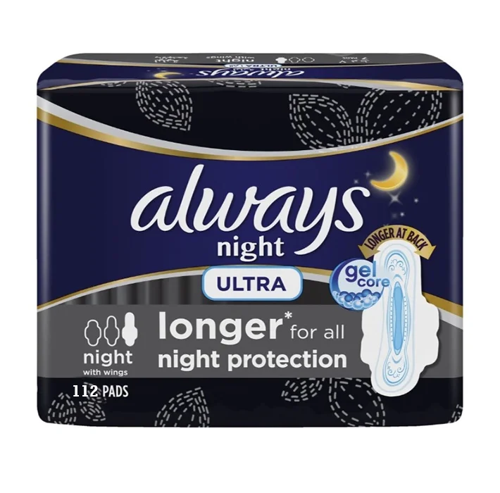 Factory Supply Bulk Wholesale Price Top Quality Always Ultra Thin Long Night Sanitary Pads Extra Large - 112 Pads Available For