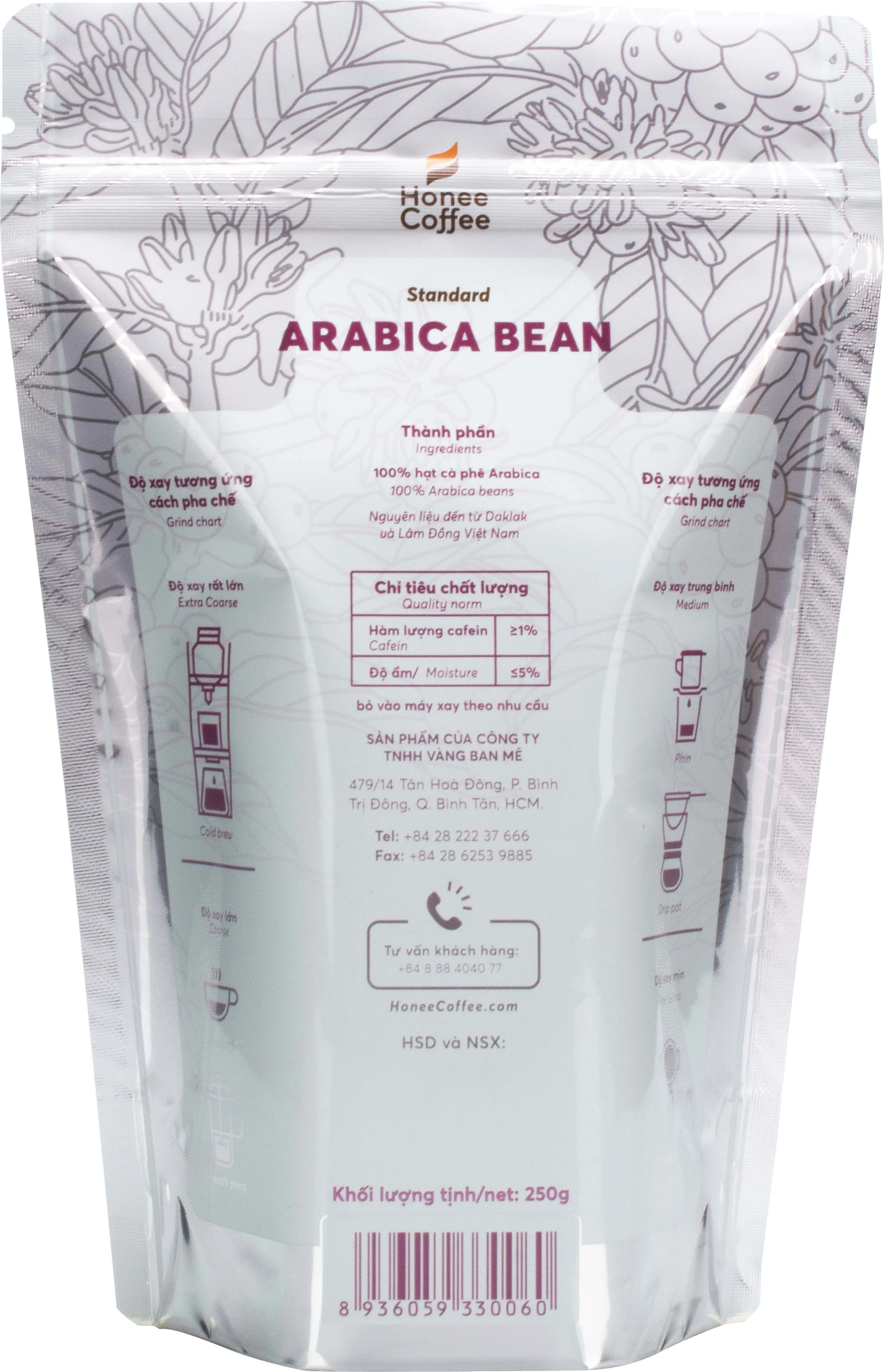 Жареная арабика кофе в зернах Honee стандартная Марка Robusta упакована пакет 250 г 500 1 кг размеров ручной работы во Вьетнаме