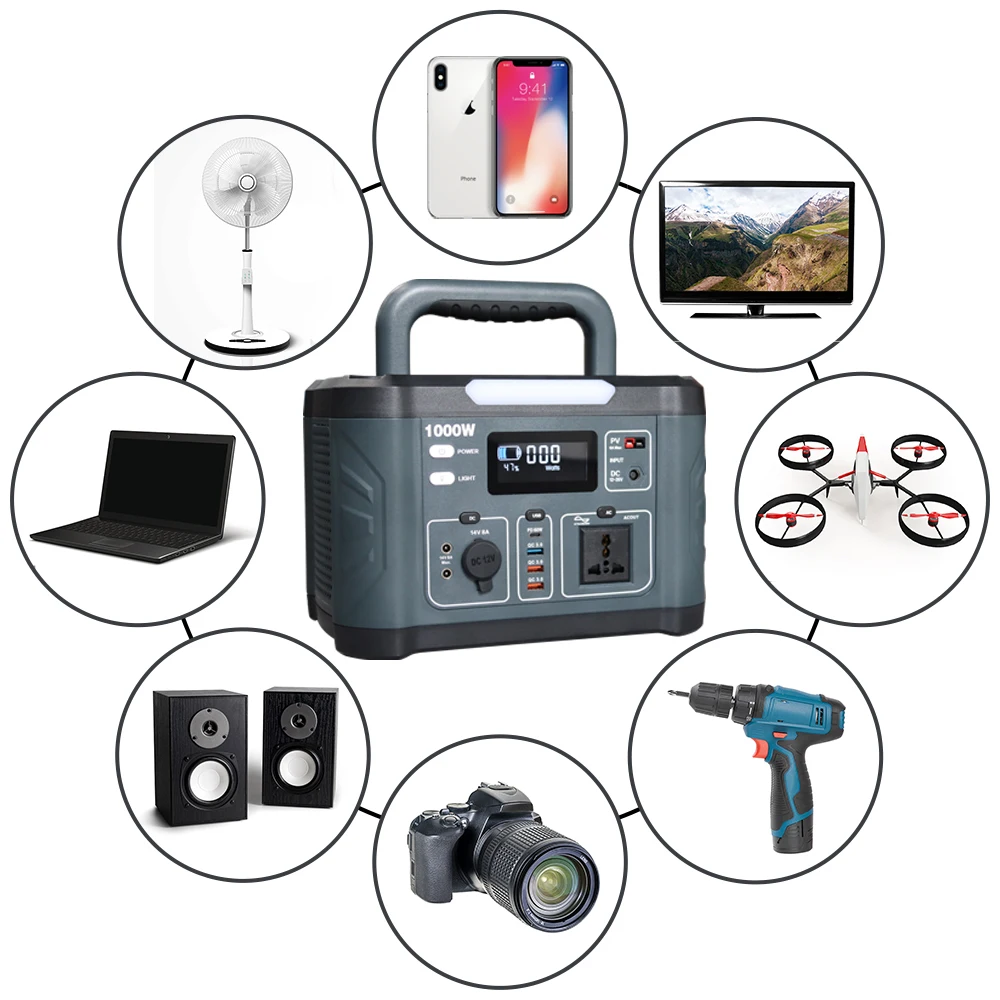 SZSSTH 500W 1000W Camping Rv Power Bank Energy Storage System Solar Generator 1000Wh Lithium Battery Portable Power Station