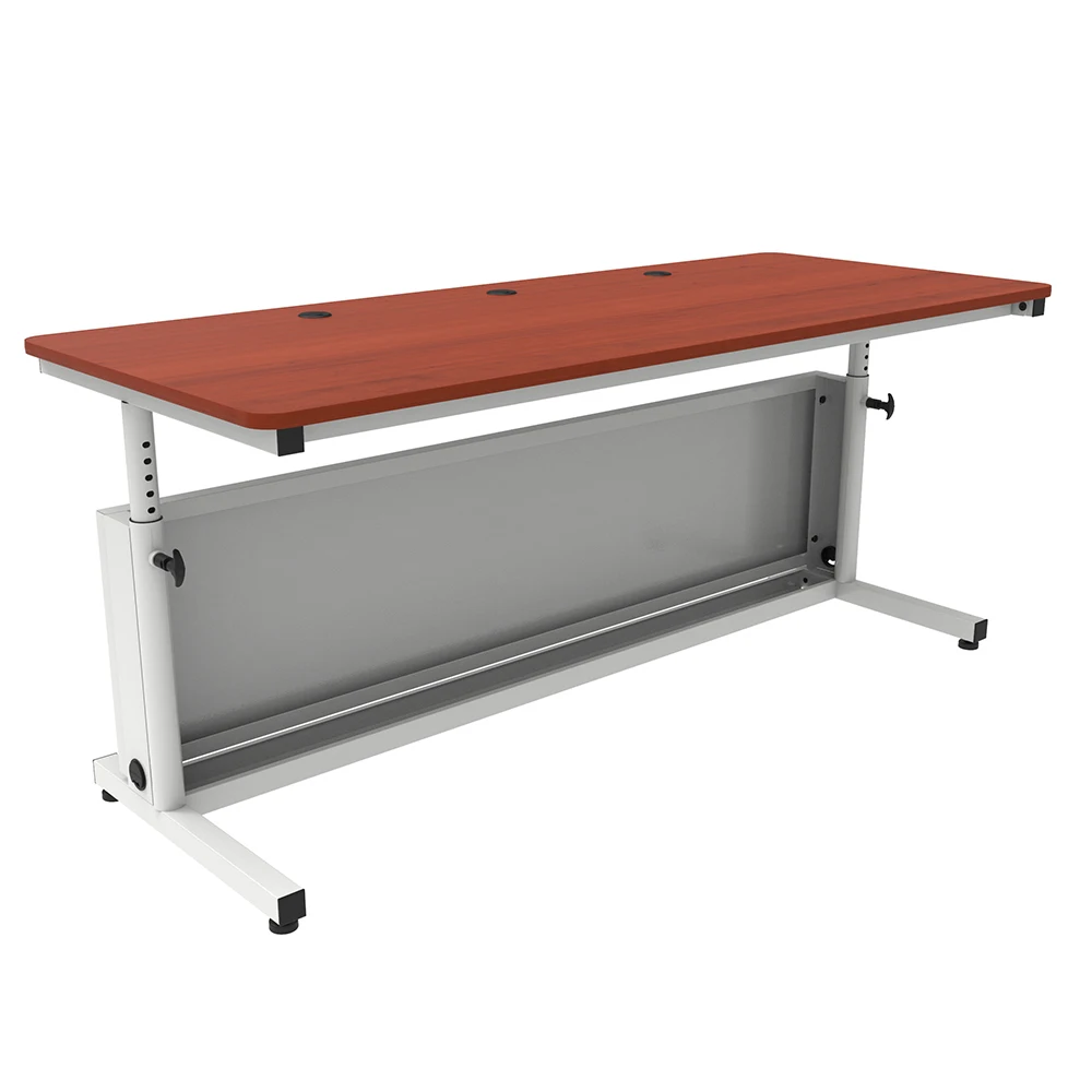 VersaDesk Deluxe Height Adjustable Computer Table Cherry Surface/ White Frame