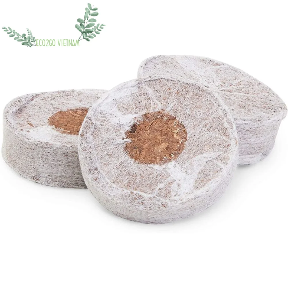 Coco Peat Pellets Disc Moss Coconut Coir Pellets Seed Starting Plugs Pallet Seedling Soil Block Whole Sale From Vietnam
