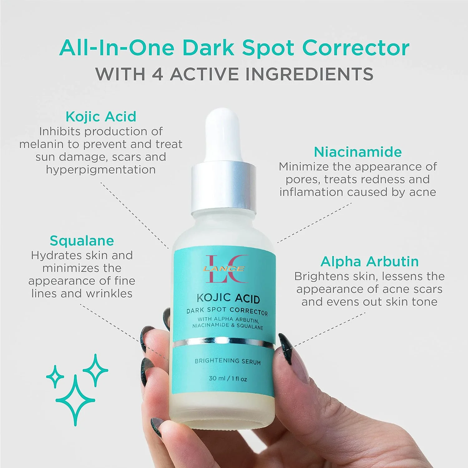 Private Label Vegan Natural Organic Kojic Acid Serum Anti Acne Anti Wrinkles Brightening Face Serum