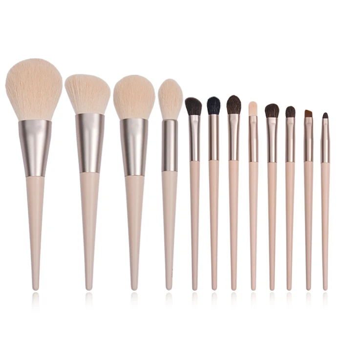 Dongmei pink cute makeup brush set private label vegan synthetic hair wooden handle ladies cosmetic powder contour brush