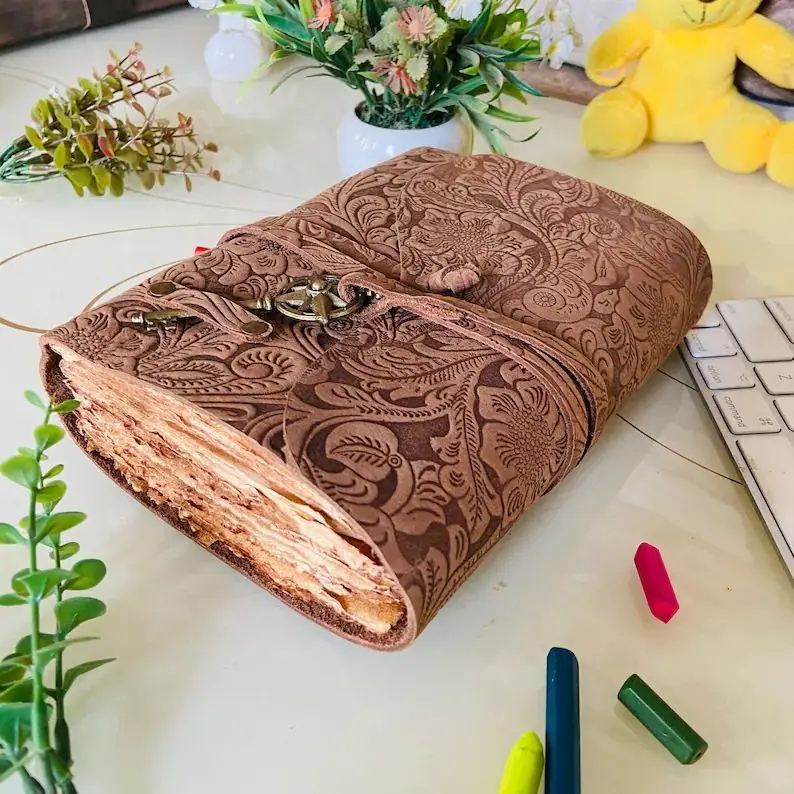 Leather Bound Vintage Journal Rustic Brown, Antique Deckle Edges Water colour Paper-Book of Shadows|SpellBook|Sketchbook