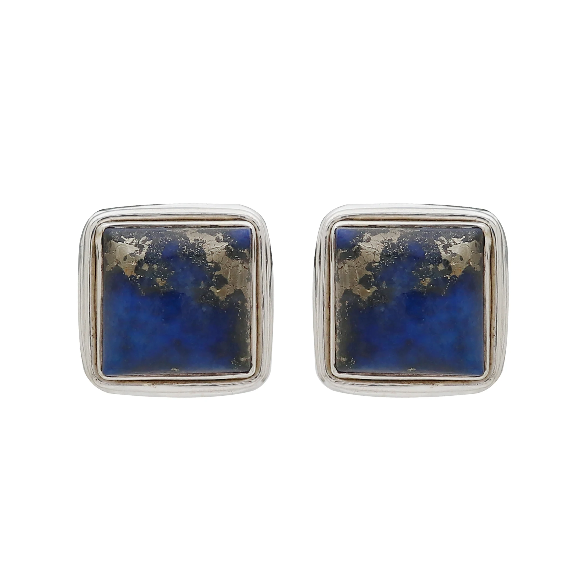 92.5 Sterling Silver White Finish Stud Earrings with Natural Semi-Precious Stones Vintage Style for Gift