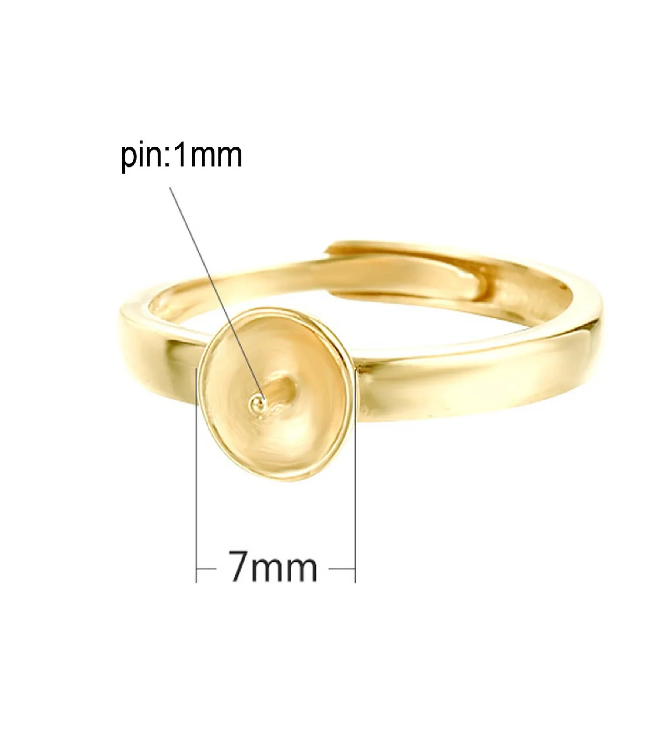 925 Sterling Silver Ring Eternity Vermeil Setting for 7-8mm Pearl Gems Adjustable Pearl Ring Mountings DIY Ring Making