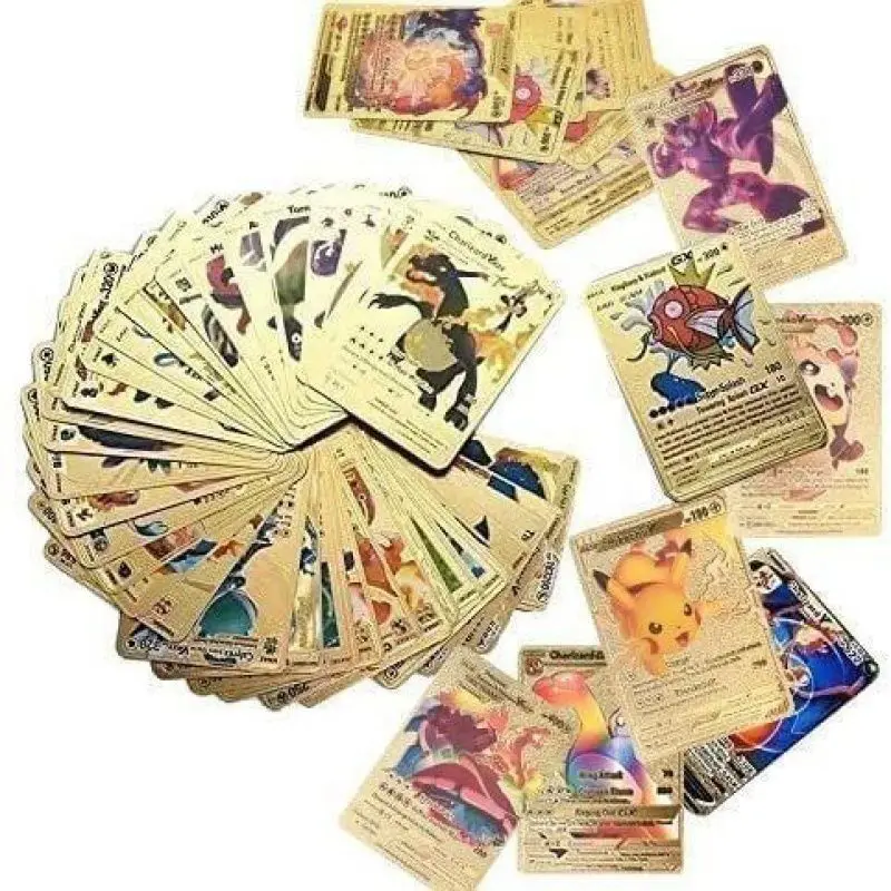 55 pcs/box French usine de or pcq dore en metal vmax gx energie carte poke mon cards