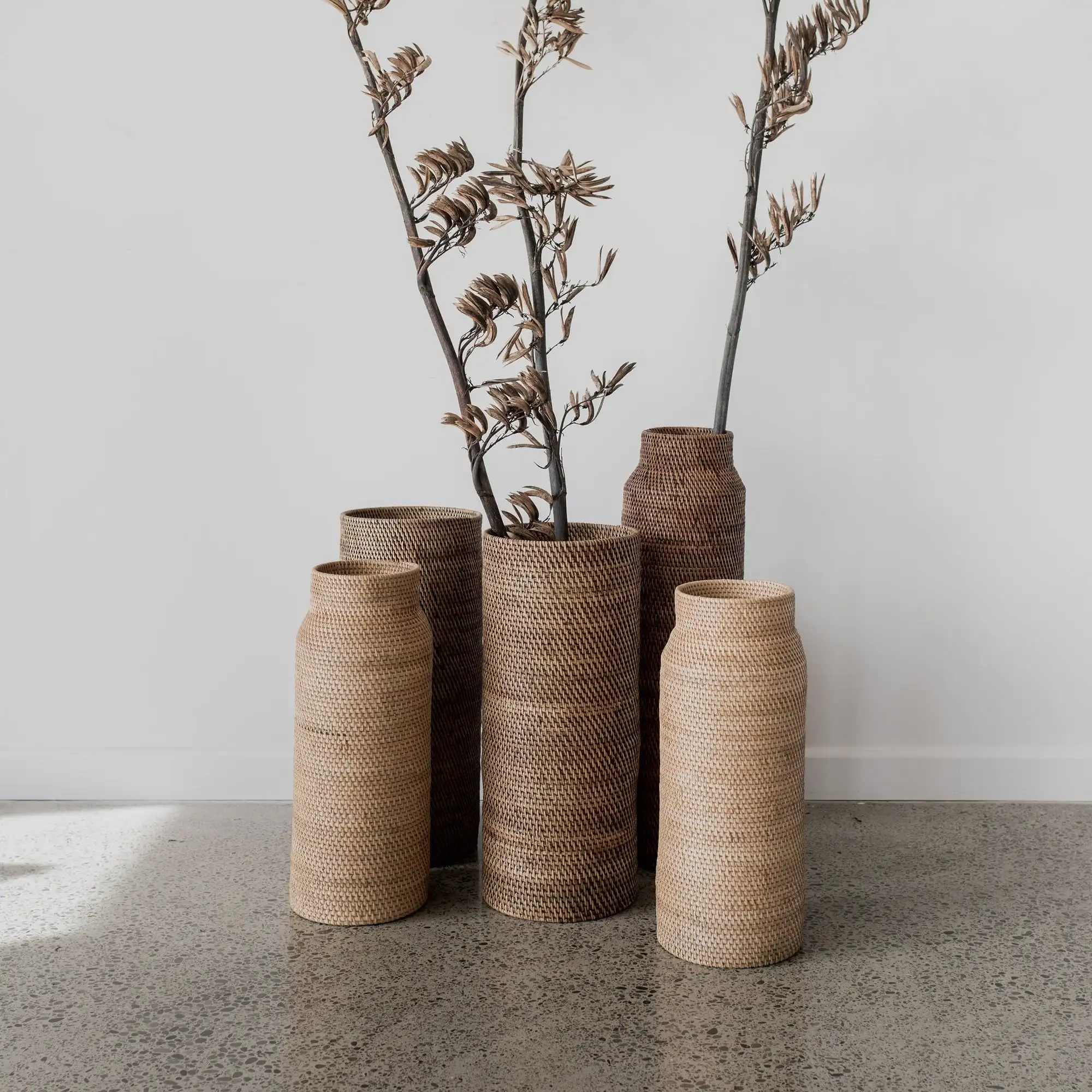 Home decoration large floor vase rattan woven handmade flower vases for living room from Vietnam