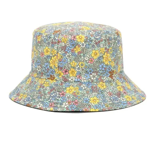 Wholesale Women Fashion Tiny Flower Print Sunshade Bucket Hat Fishing Hat Summer Sun protection Foldable Hat for Outdoor