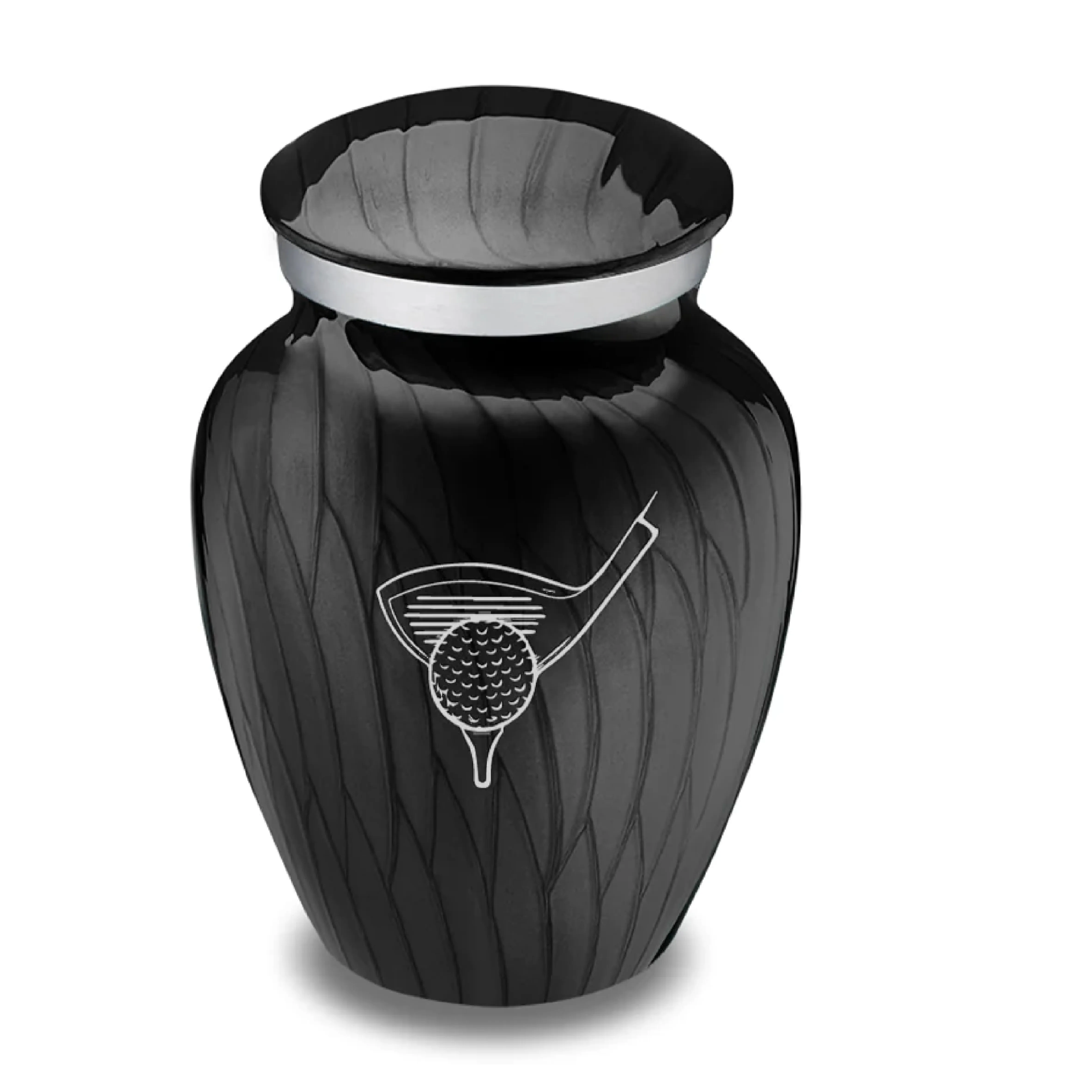 Aluminium Teal Shining Keepsake Urns With Golf Design & Silver Rim