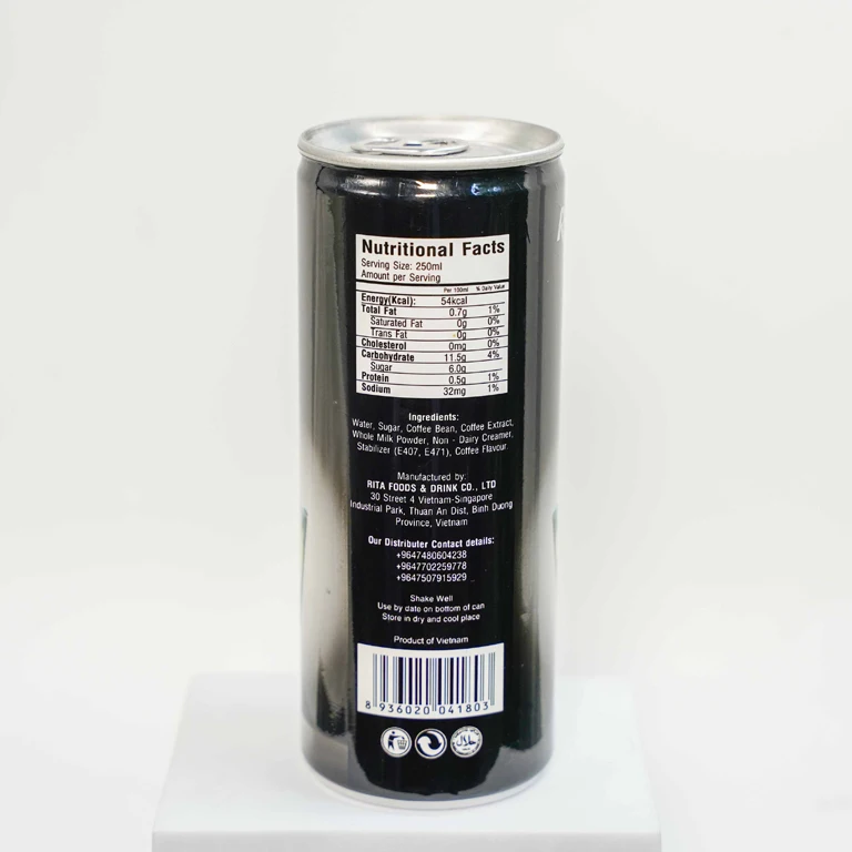 Supplier RITA Latte Coffee Drink Lacstose Free Factory Price 100% Customized coffee robusta arabica coffe drink OEM BRC HALAL