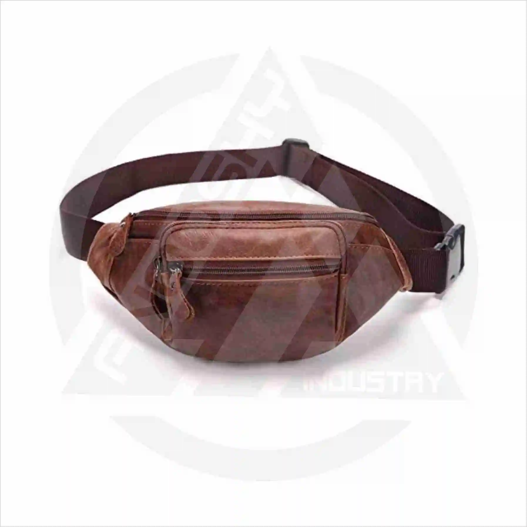 Genuine Leather Waist Bag for Men / Women Crossbody Chest Purse with Golden Chain Tassel and Belt Pattern Fashion