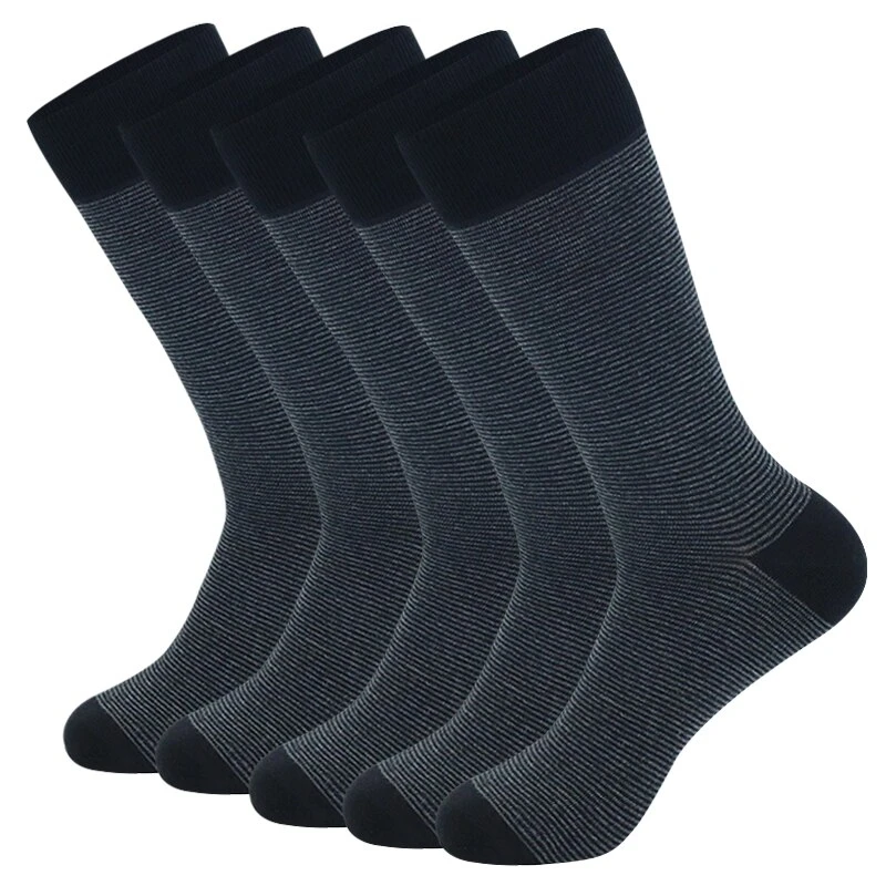New Premium Quality 5 Pairs Large Size Fashion Business Men Dress Socks High Quality Stripe Black Pure Men Cotton Socks Size